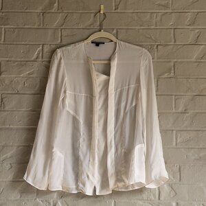 Vintage Joseph Singh 100% Silk Shirt - Size Small - Ivory - Elegant & Flowy!